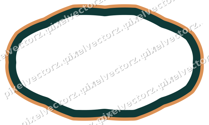 Dekorativer Zierrahmen in Orange und Petrol mit Oval und Zackenrand