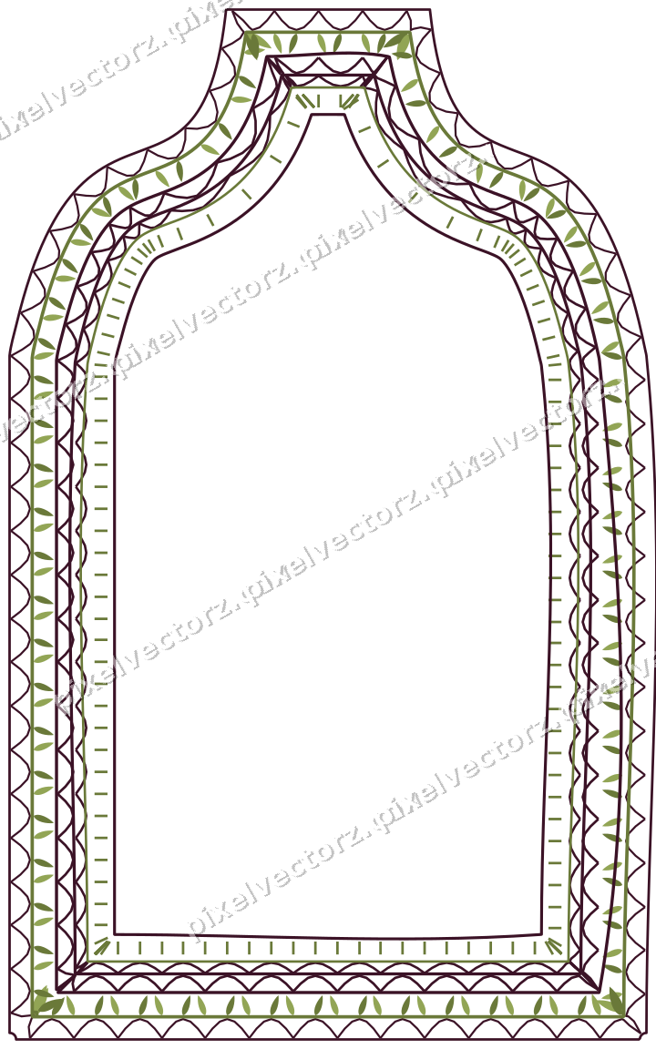 Decorative line art frame in lime and pink with label plaque