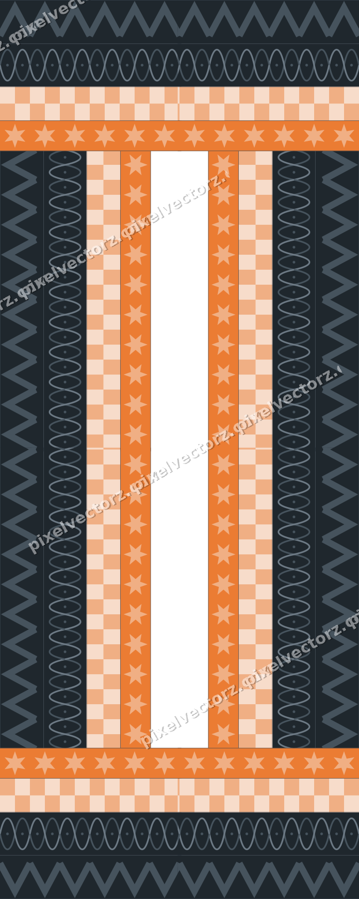 Decorative picture frame border in blue and orange with zigzag