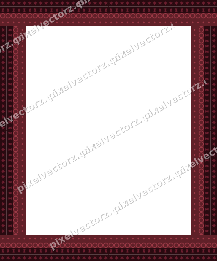 Decorative picture frame border in dark pink and red with star band