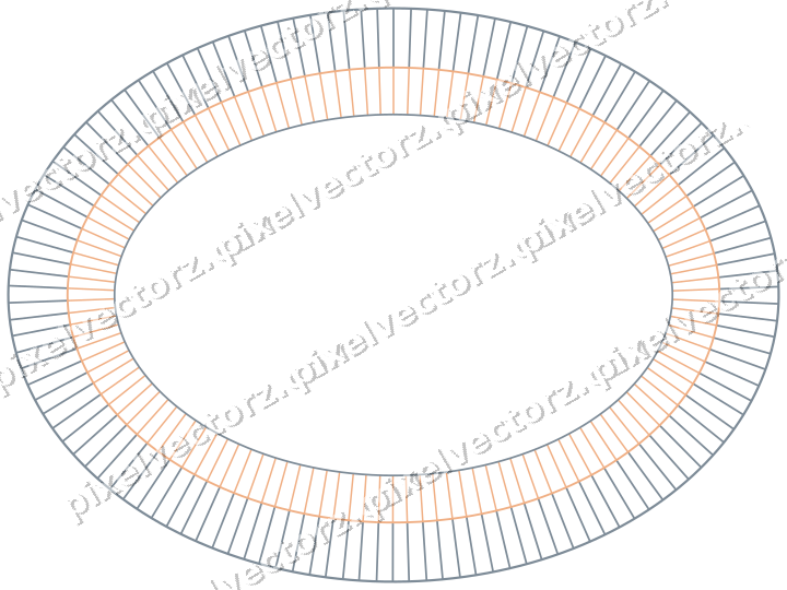 Dekorativer Zierrahmen in Blau und Orange mit Oval und Schraffur