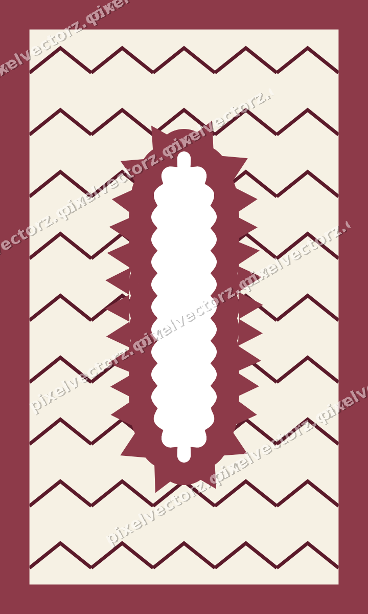 Decorative patterned mat frame in dark pink and amber with zigzag
