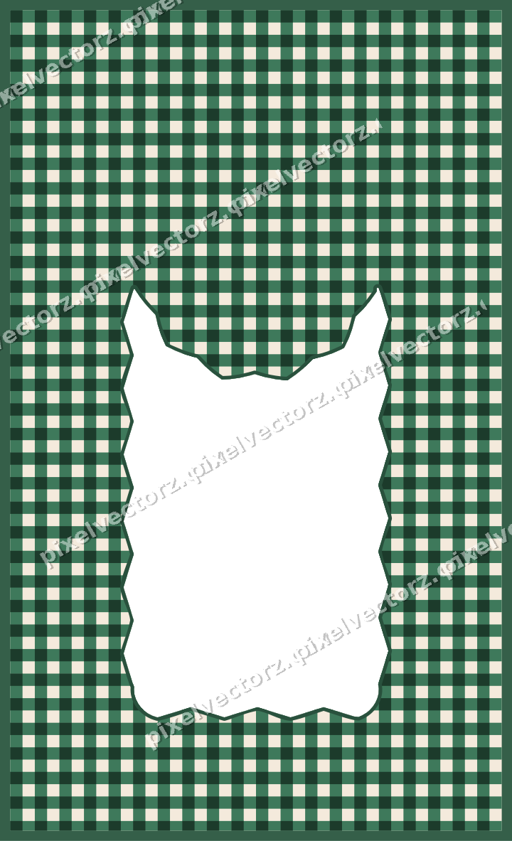 Decorative patterned mat frame in dark green with gingham check