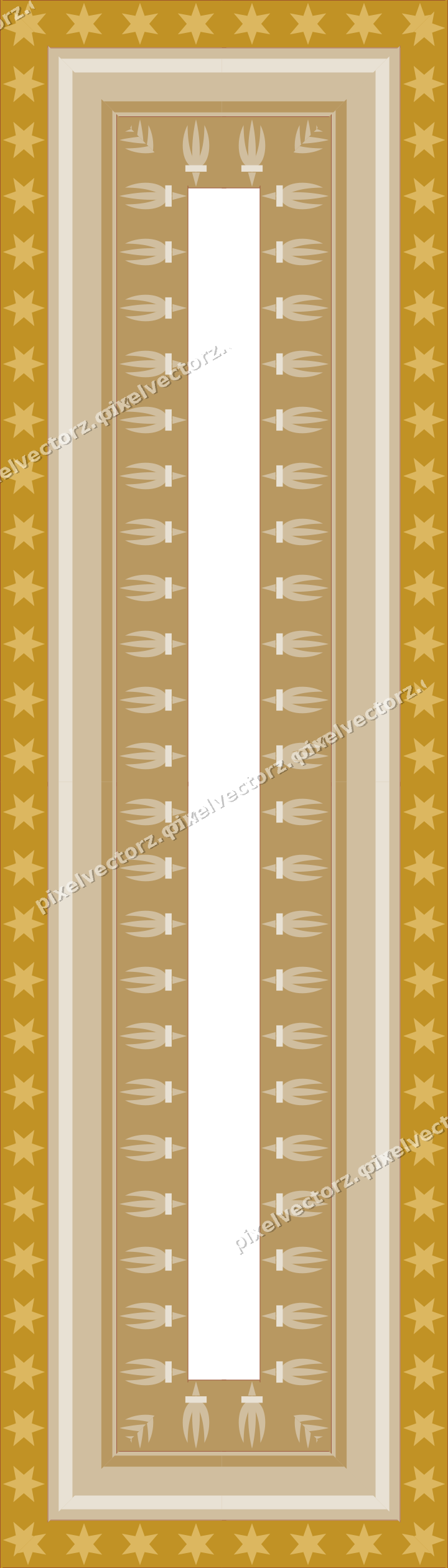 Decorative picture frame border in orange with fleur de lis band