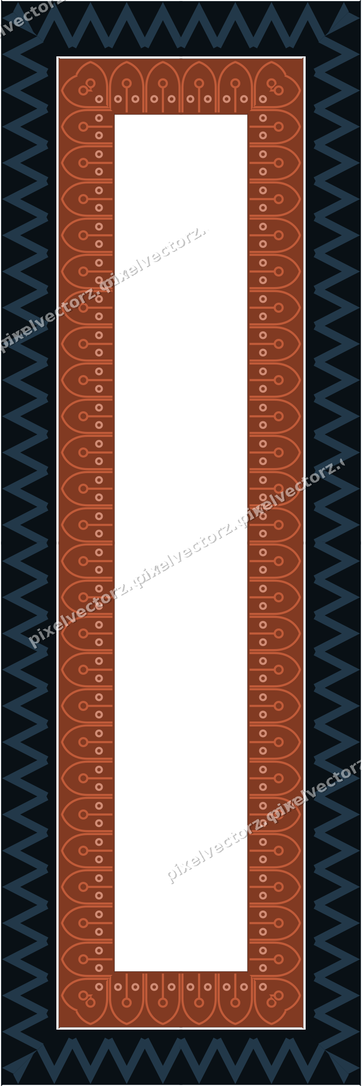 Decorative picture frame border in orange and cyan with zigzag