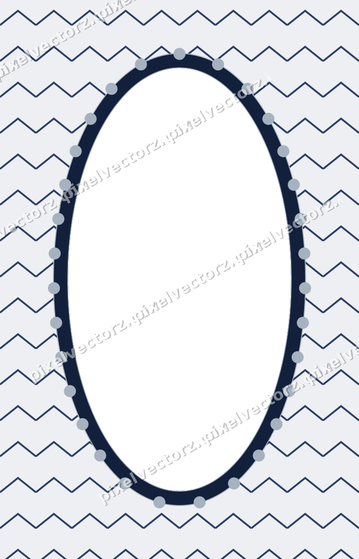 Decorative patterned mat frame in dark blue and white with zigzag
