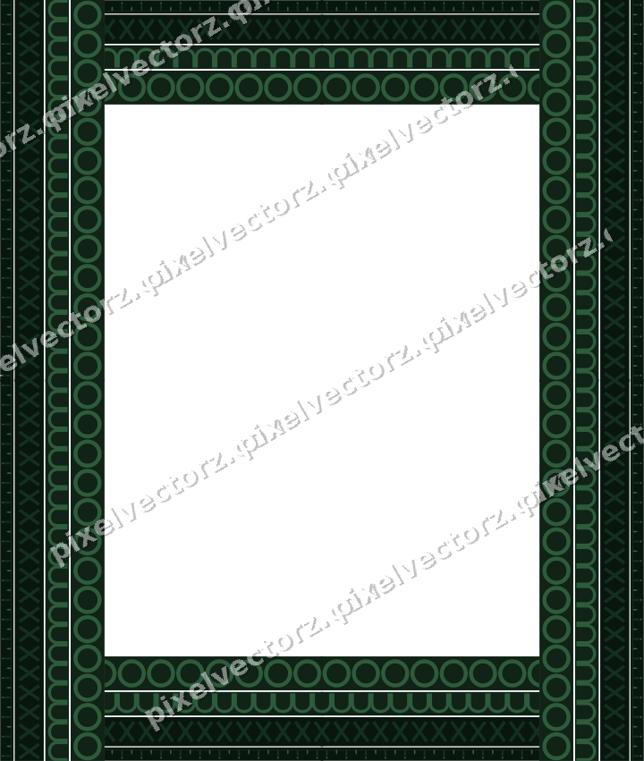 Decorative picture frame border in dark green with bud and stem