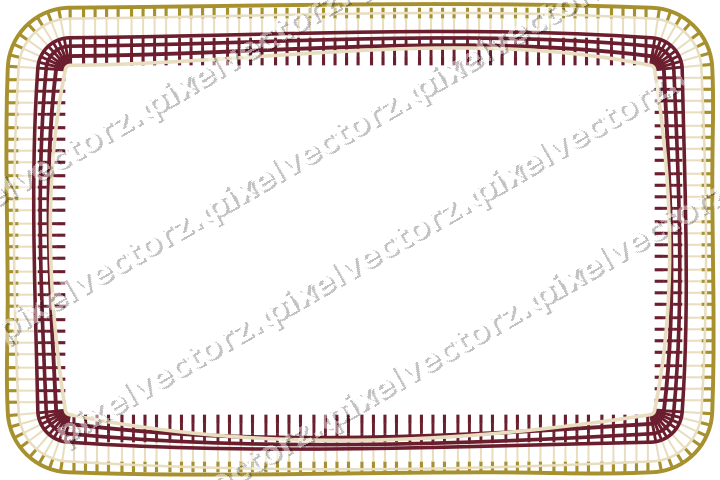 Decorative line art frame in dark pink and red with label plaque