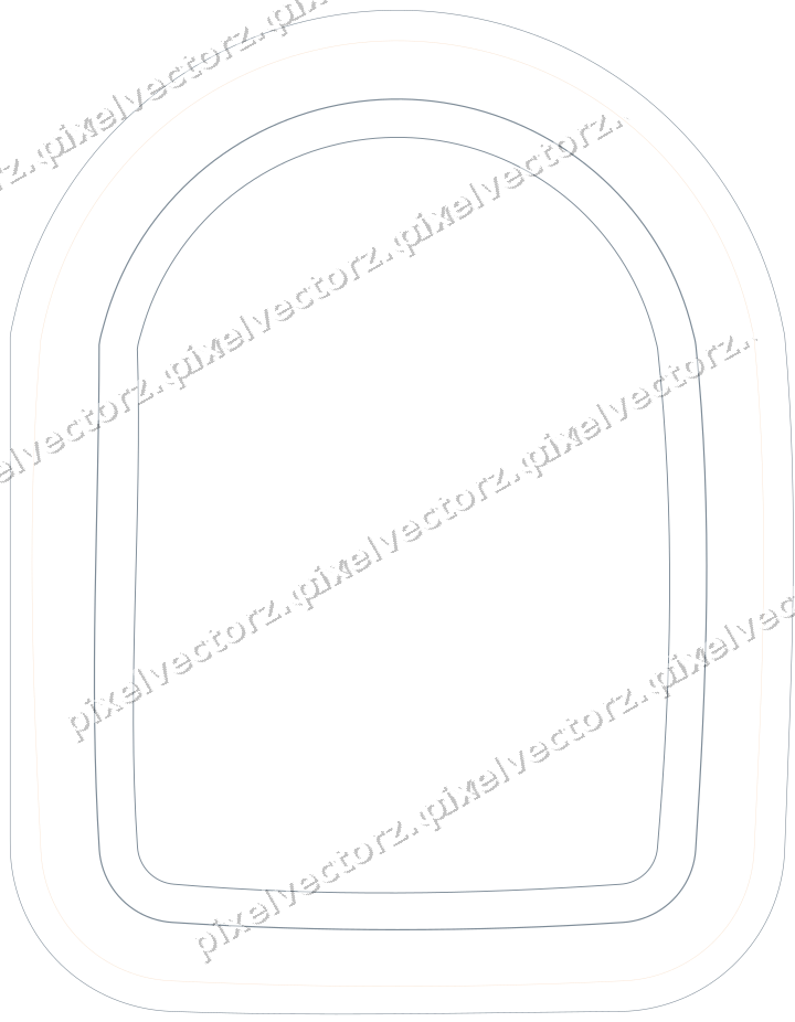 Decorative line art frame in blue and orange with label plaque