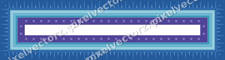 Decorative picture frame border in blue and cyan with bud and stem