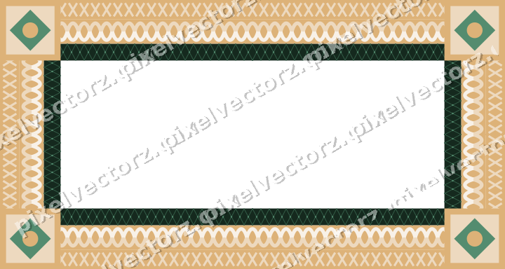 Decorative picture frame border in dark green with cross band