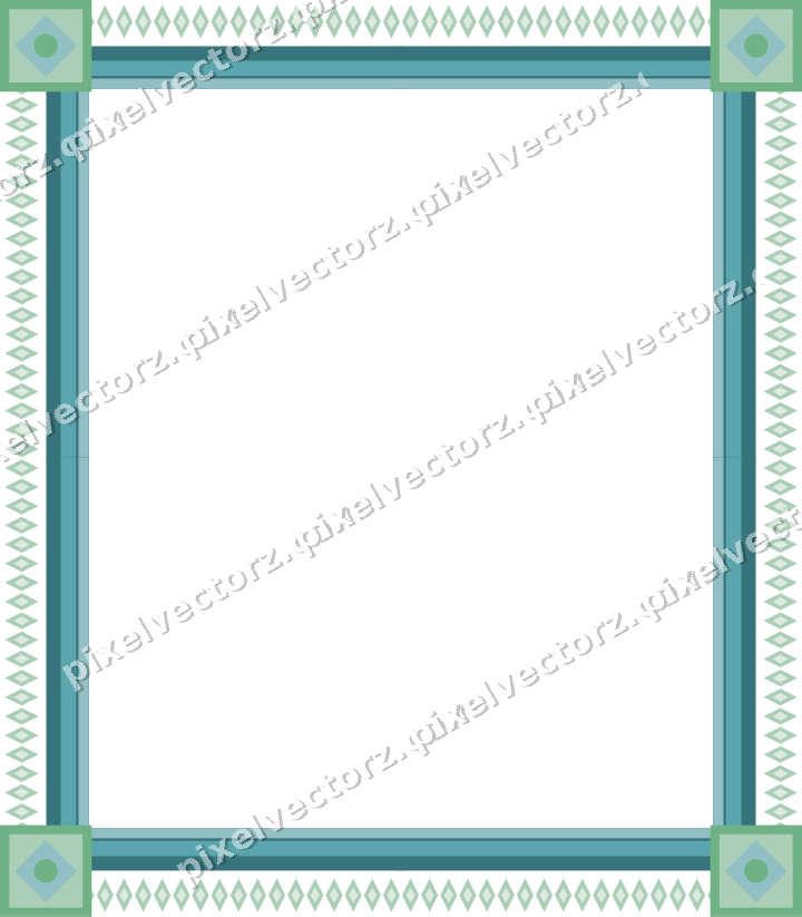 Decorative picture frame border in green and teal with diamond band