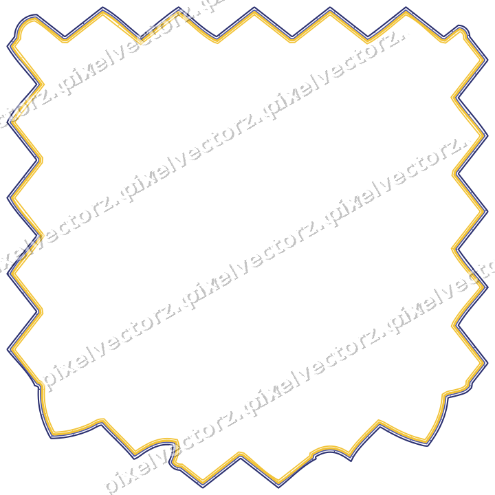 Decorative line art frame in dark blue and amber with label plaque