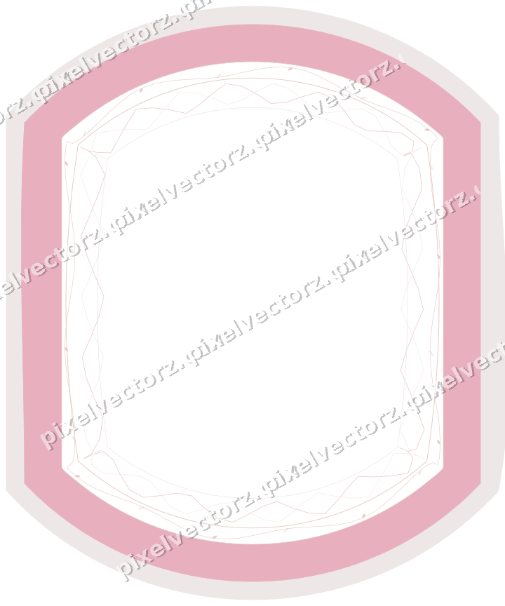 Decorative line art frame in pale pink and pale red with label plaque