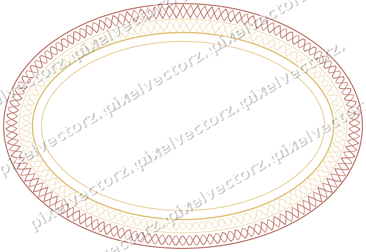 Decorative line art frame in orange and amber with oval