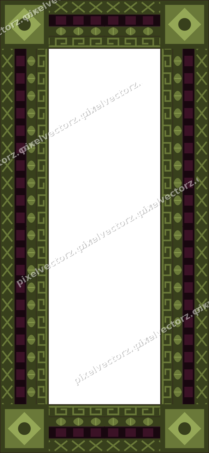 Decorative picture frame border in lime and pink with cross band