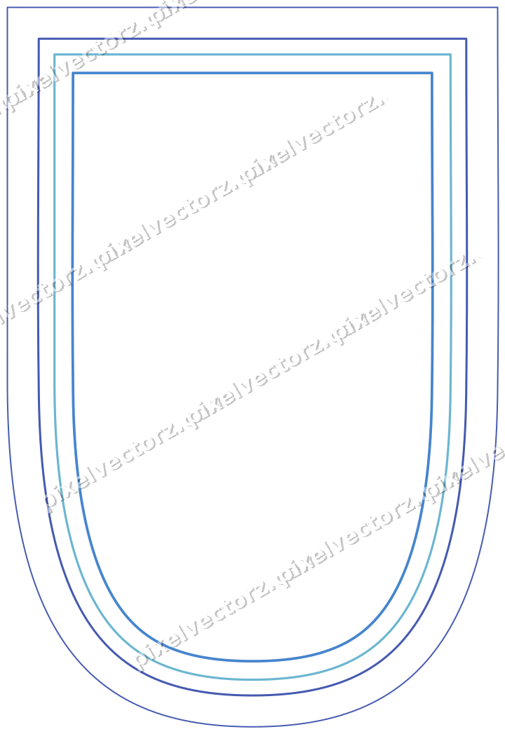 Decorative line art frame in blue and cyan with shield
