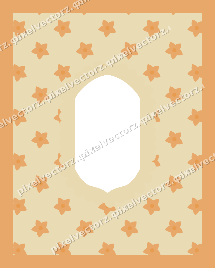 Decorative patterned mat frame in red and orange with small blossoms
