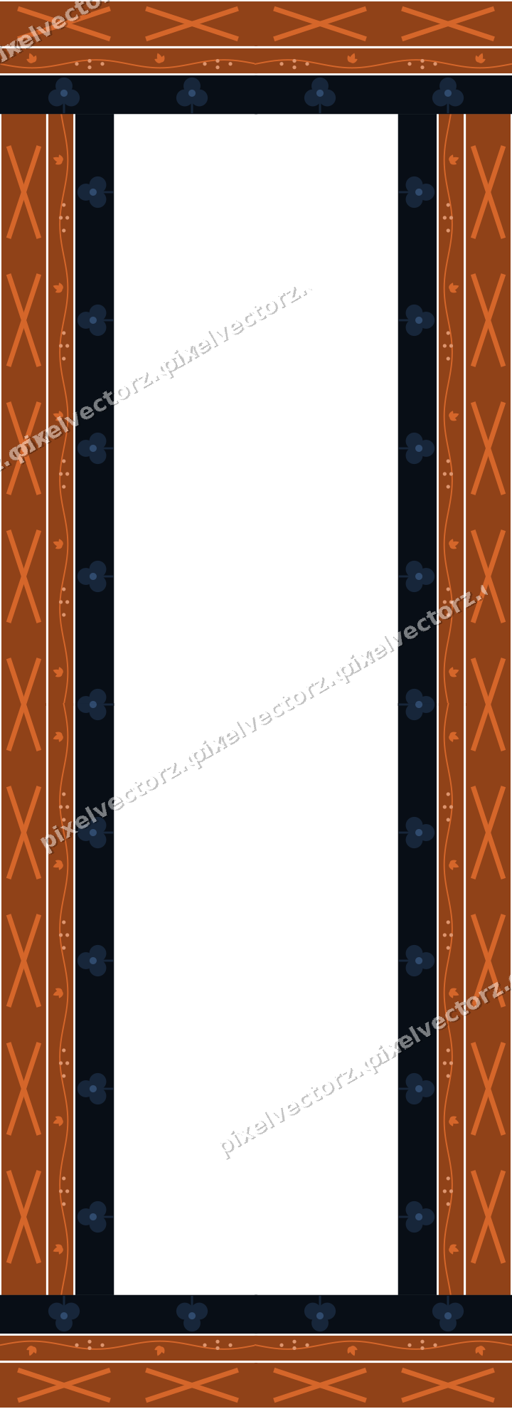 Decorative picture frame border in dark blue with cross band