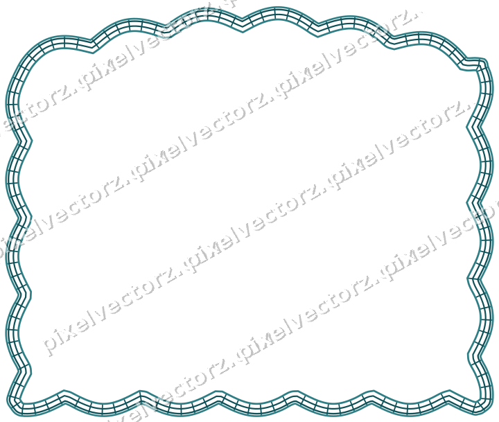 Decorative line art frame in dark teal and orange with label plaque