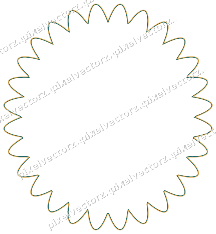 Decorative line art frame in amber and dark teal with oval