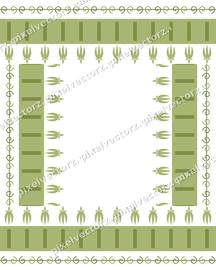 Decorative picture frame border in lime and pink with spiral scroll