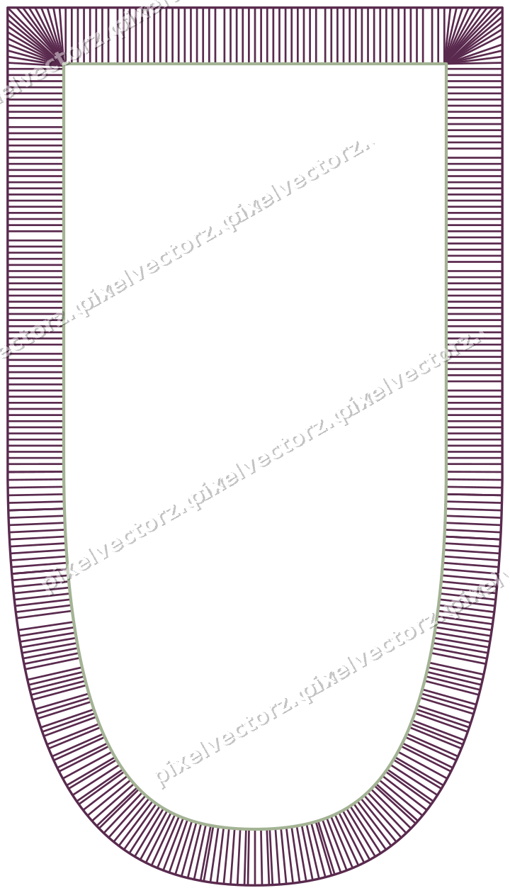 Decorative line art frame in dark magenta and lime with shield