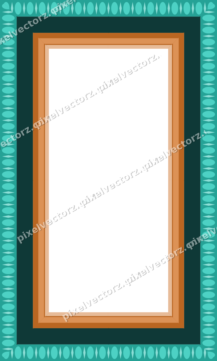 Decorative picture frame border in orange and teal with egg and dart