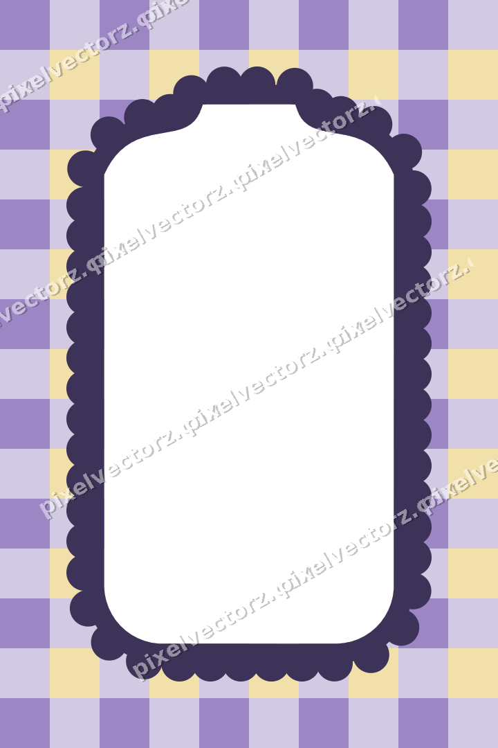 Decorative patterned mat frame in amber and purple with gingham check