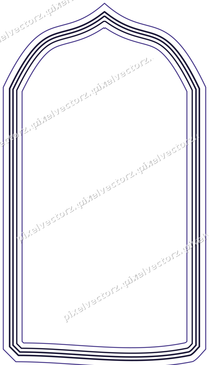 Decorative line art frame in orange and blue with label plaque