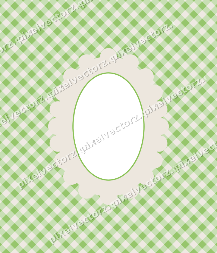Decorative patterned mat frame in lime and yellow with gingham check