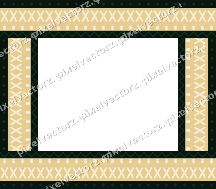 Decorative picture frame border in dark green and amber with dot row