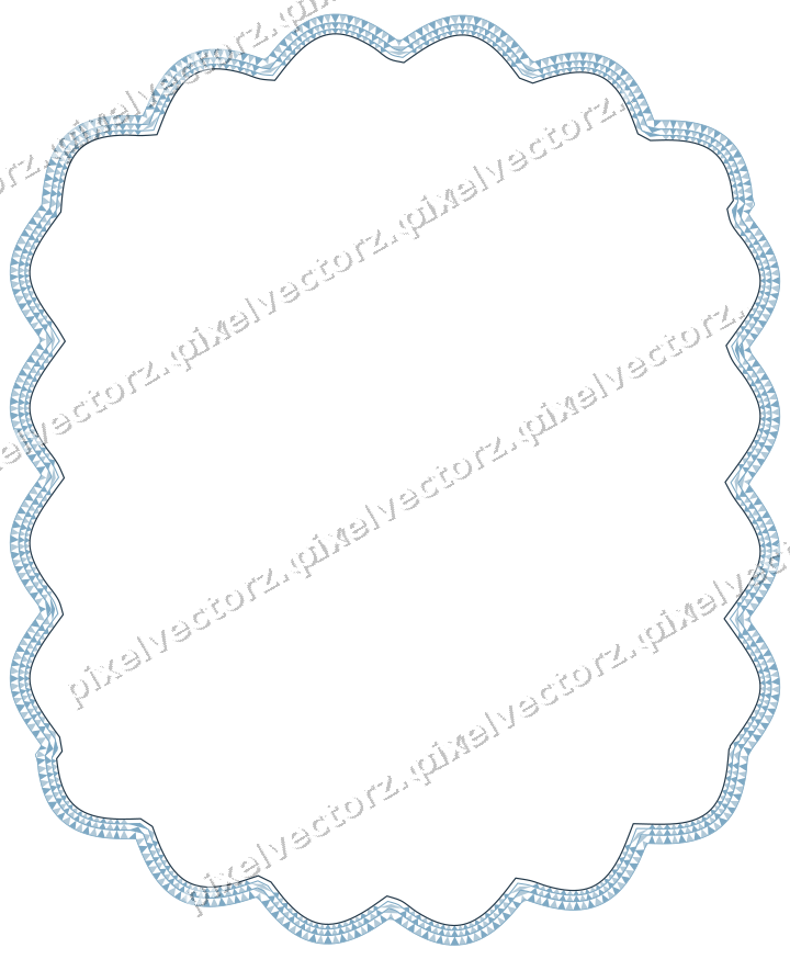 Decorative line art frame in orange and cyan with label plaque