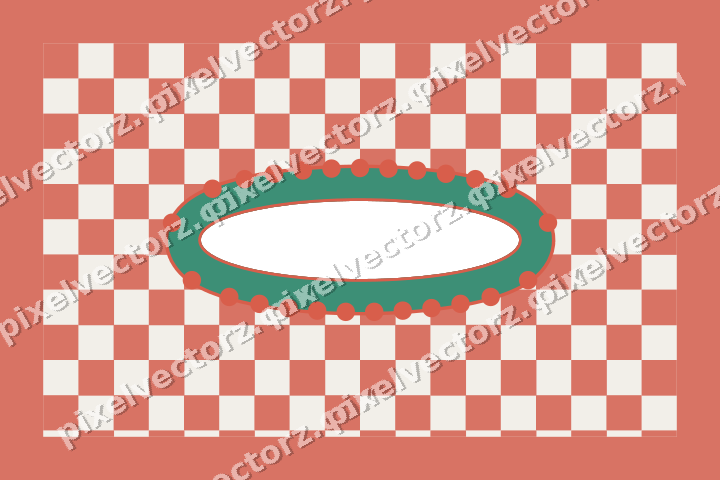 Decorative patterned mat frame in amber and green with checkerboard