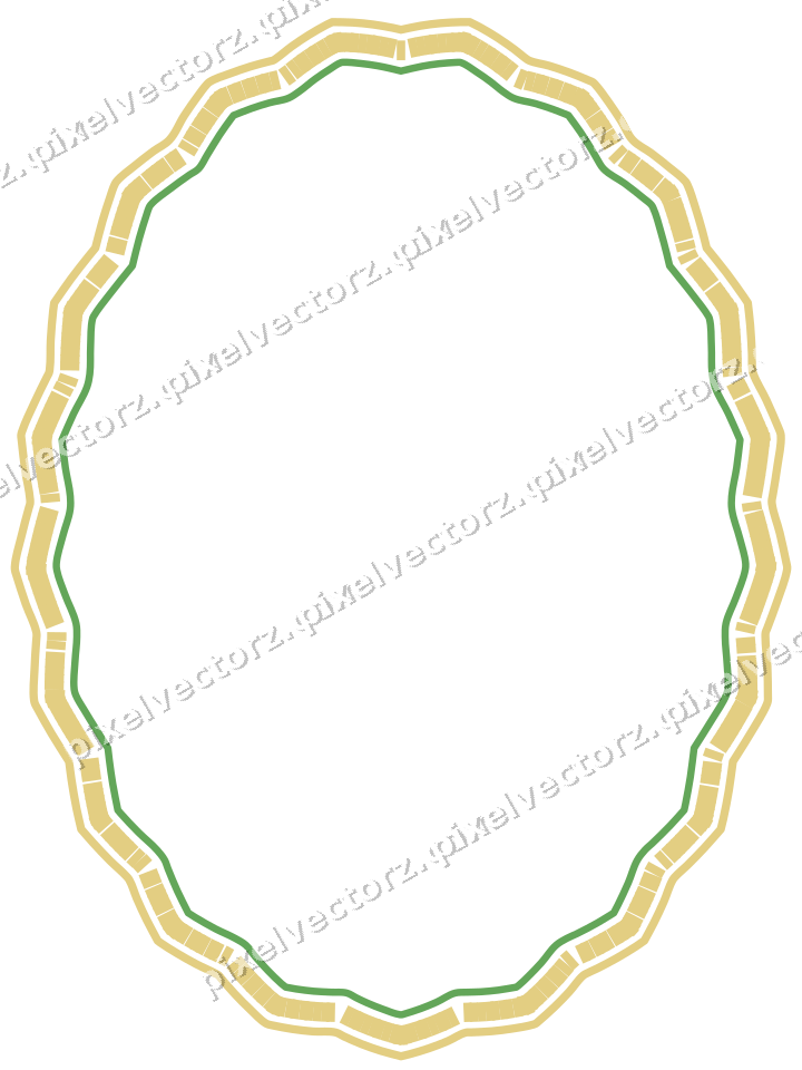 Decorative line art frame in lime and yellow with oval and zigzag edge
