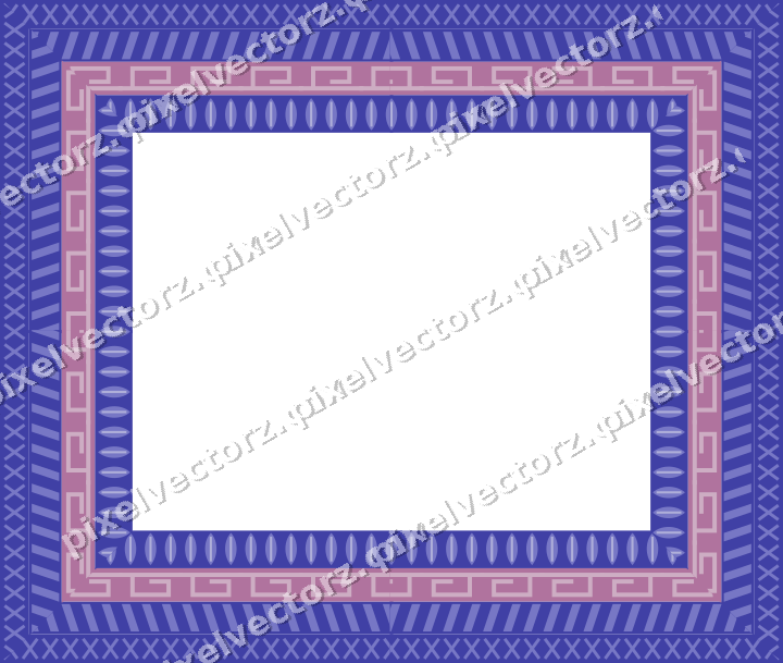 Decorative picture frame border in purple and blue with leaf moulding