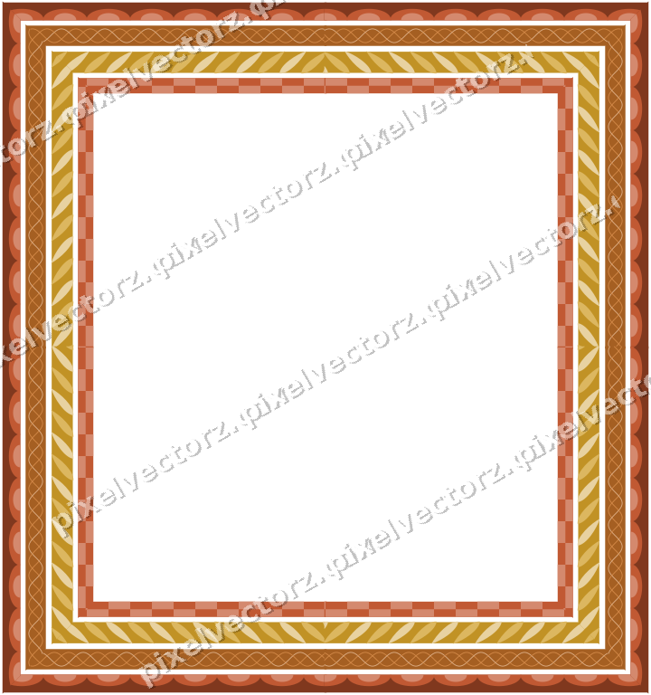 Decorative picture frame border in orange and amber with scale band