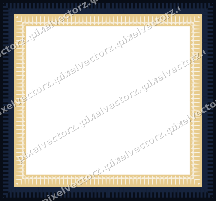 Decorative picture frame border in dark blue and amber with step band