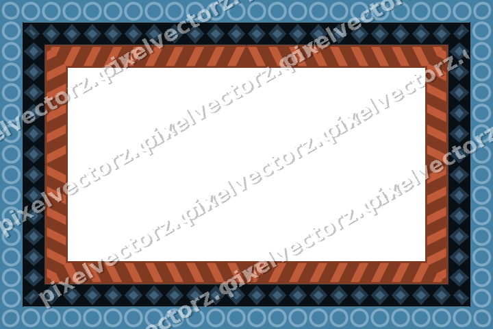 Decorative picture frame border in orange and cyan with ring chain