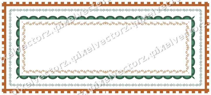 Decorative picture frame border in dark green with step band