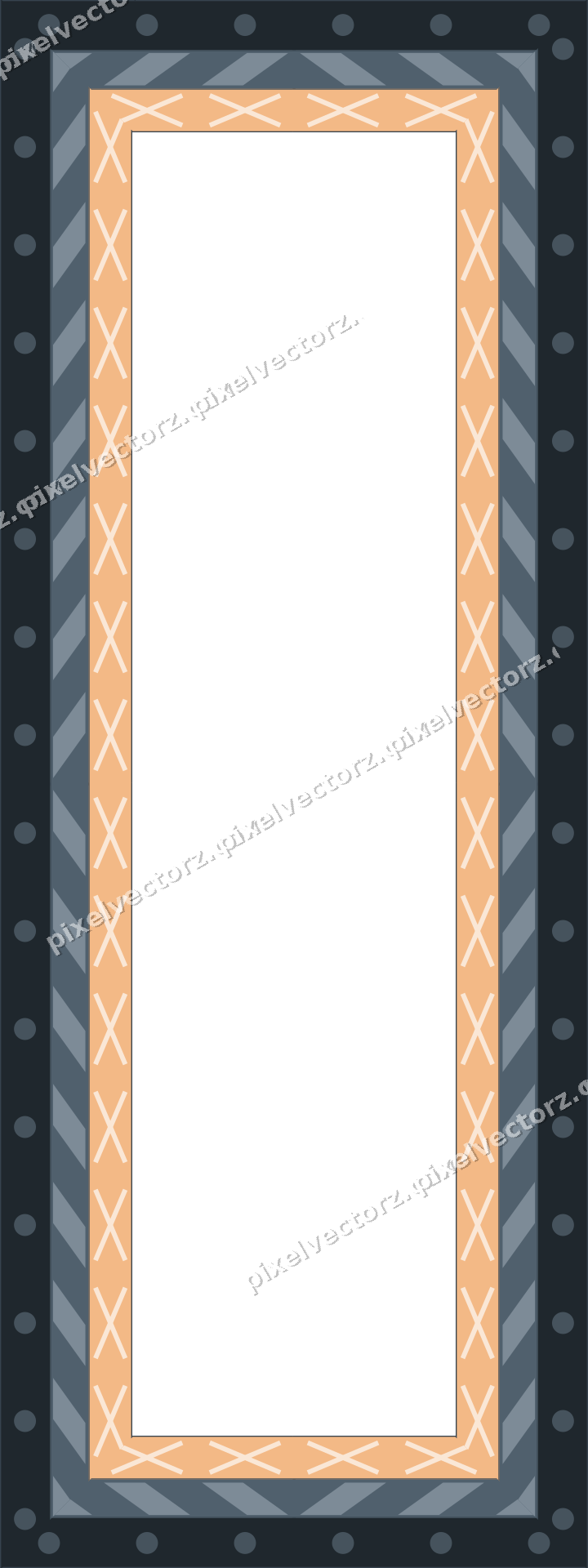 Decorative picture frame border in blue and orange with dot row