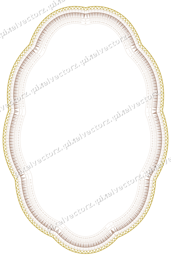 Decorative line art frame in amber and pale orange with oval