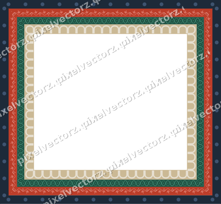 Decorative picture frame border in amber and green with dot row
