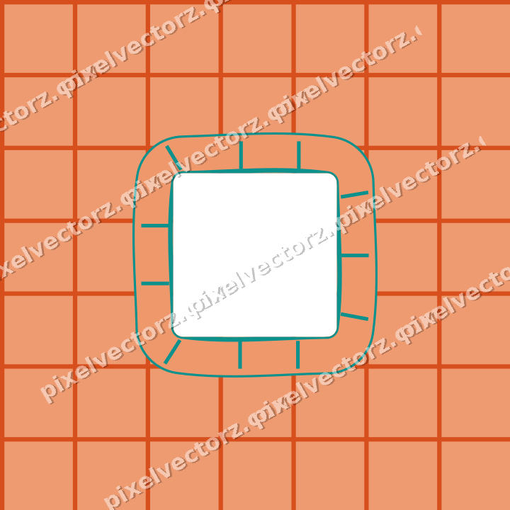 Decorative patterned mat frame in orange and teal with grid check
