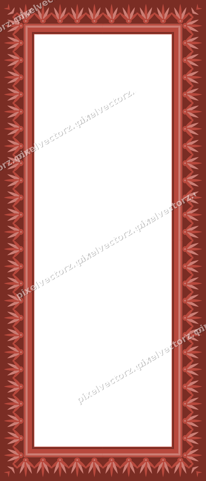 Decorative picture frame border in dark red with palmette