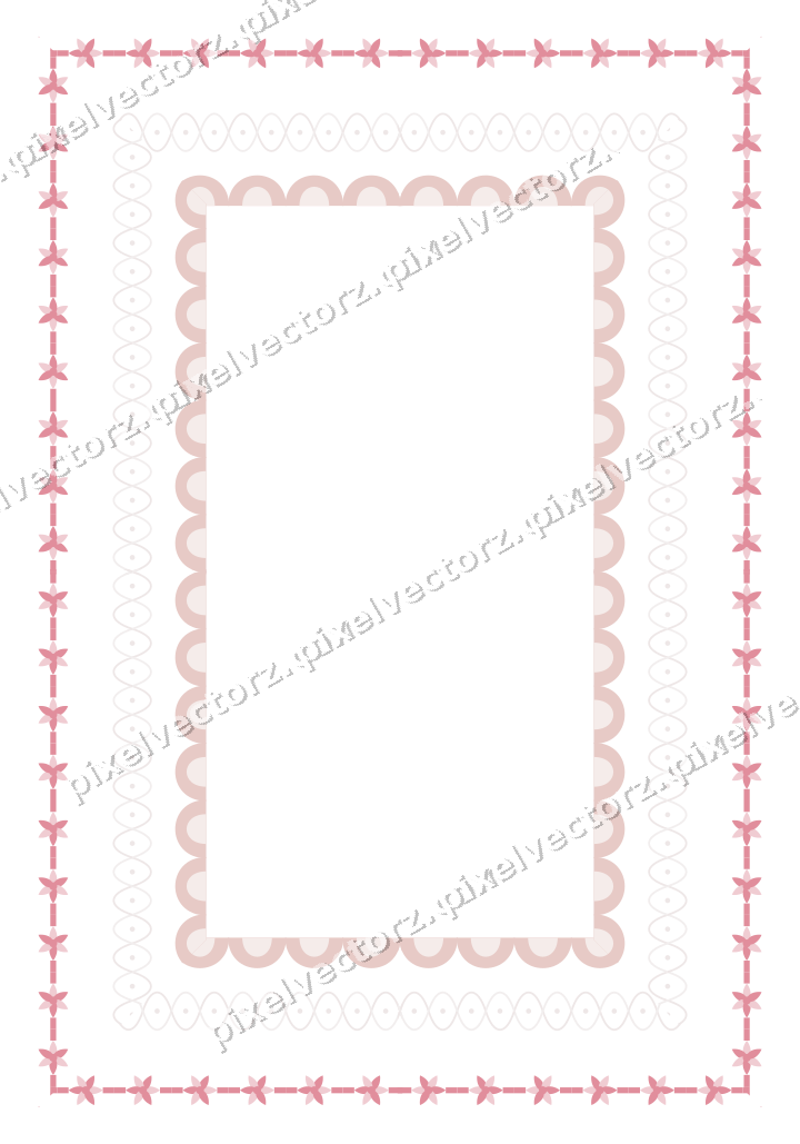 Decorative picture frame border in pale pink with rosette band