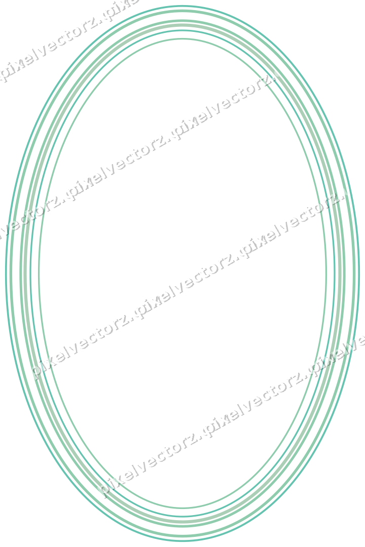 Decorative line art frame in green and teal with oval