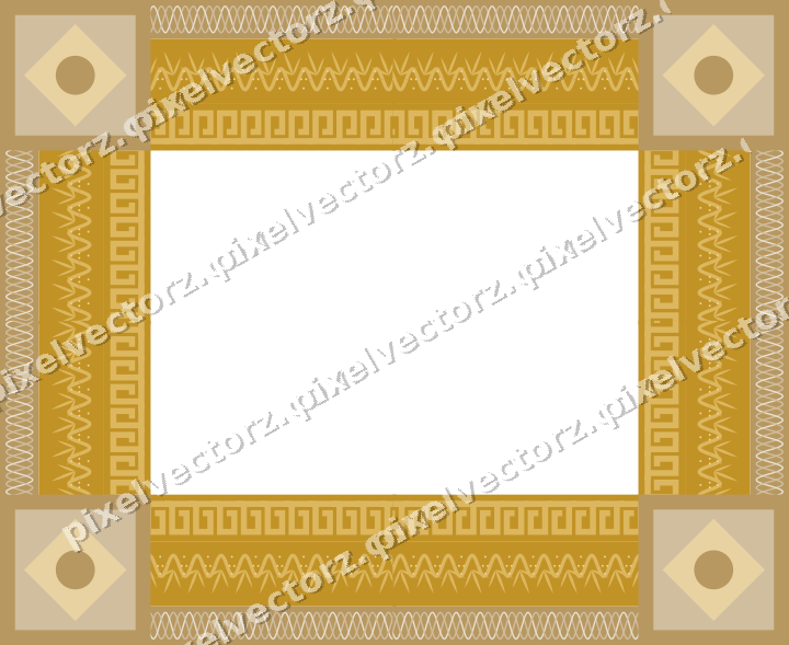 Decorative picture frame border in orange with guilloche band