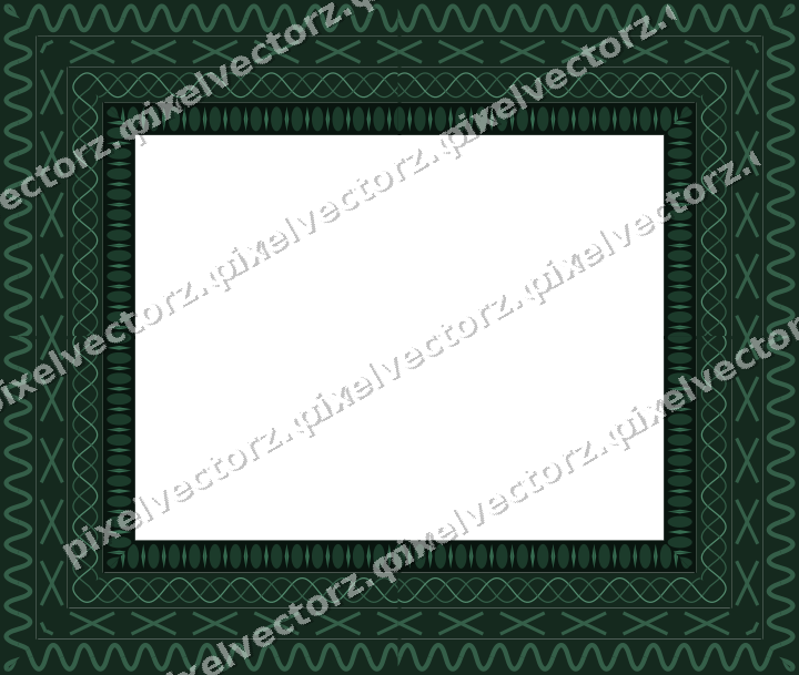 Decorative picture frame border in dark green with wave band