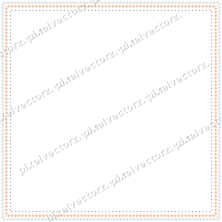 Decorative picture frame border in blue and orange with dot row